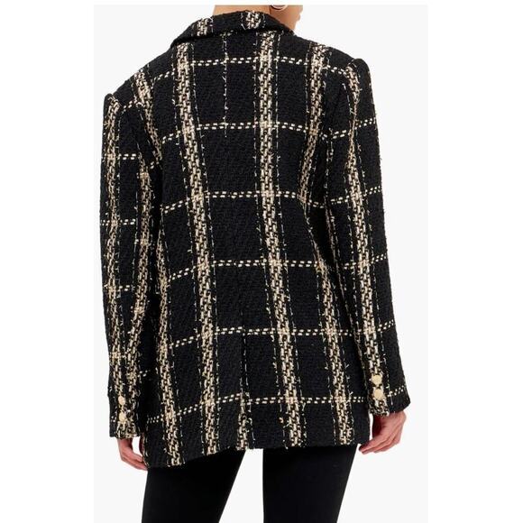 Anthropologie Endless Rose Woman Black Premium Plaid Oversize Tweed Bla… - Picture 2 of 12